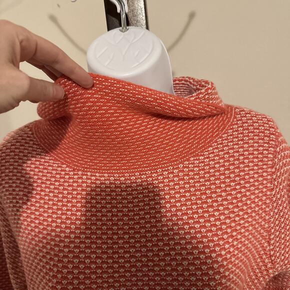 Boden Wool-Cotton Textured Cowl Neck Sweater - UK 12 / US 8 - Coral/White - Picture 4 of 8